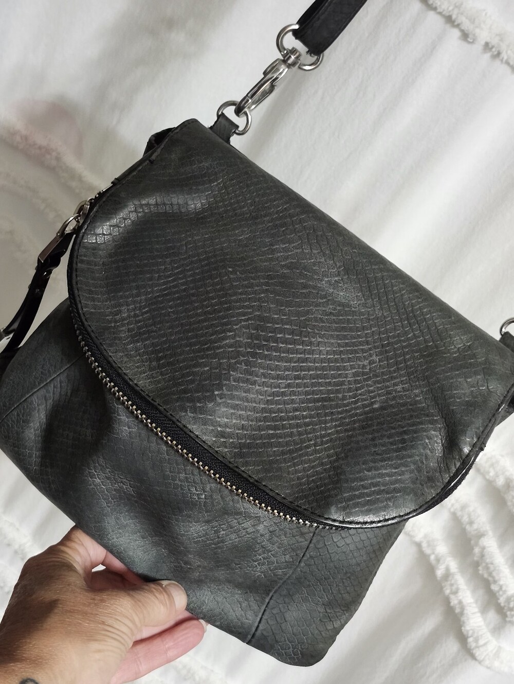 Vintage, Charles Jourdan Leather Snakeskin Texture Crossbody Bag.